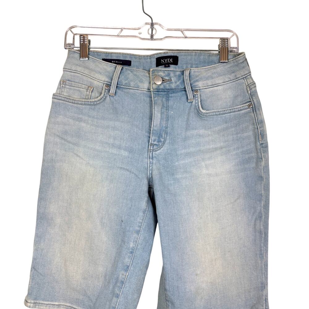 NYDJ Womens 2 Light Blue Briella 11" Rise Denim Jean Shorts NEW Casual Chic